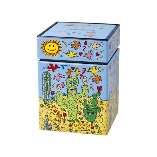 Tea tin James Rizzi - Desert Life, 7,5 / 7,5 / 11 cm, Metal, Goebel