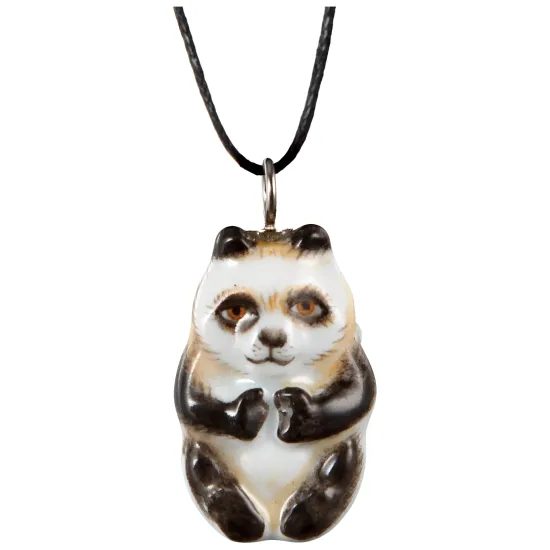 Animal pendant PANDA MID RELIEF NATURE 3,5 cm, Meissen porcelain