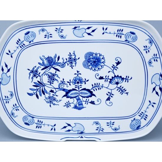 Podnos čtyřhranný s uchy 38 x 24,5 cm, Cibulák, originální z Dubí