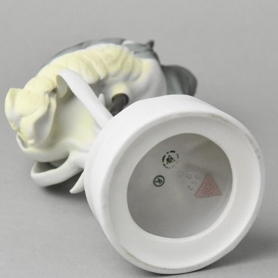 Jeřáb korunní 35 cm, pastel, porcelánové figurky Duchcov