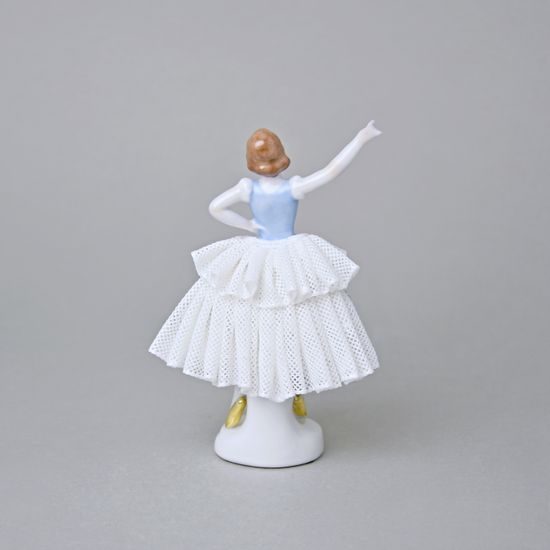 Tanečnice s krajkou (bledě modrá) 8 x 6 x 12 cm, Kurt Steiner, Porcelánové figurky Unterweissbacher