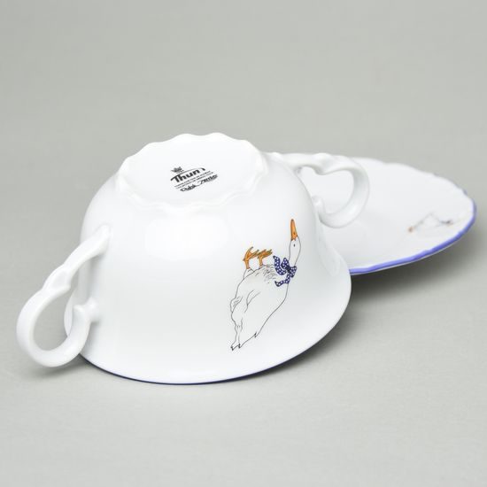 Šálek 190 ml a podšálek 17 cm na menší polévku, Ophelie husy, Thun 1794 Nová Role