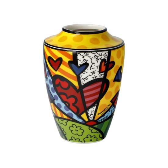 Vase miniature Romero Britto - A New Day 8,5 / 8,5 / 12,5 cm, porcelain, R. Britto, Goebel