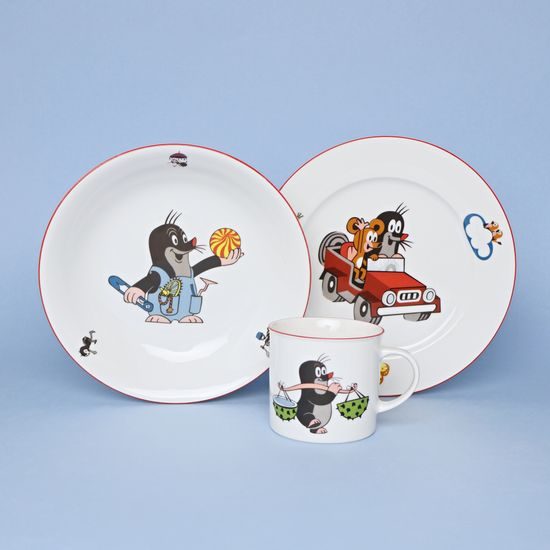 Children's set "Mole with car" 3 pcs, Thun 1794 Carlsbad porcelain