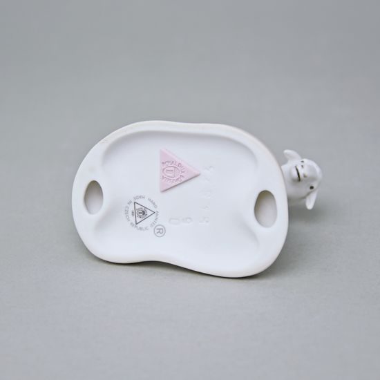 Jehně na podstavci s hlavou dolů, 4,5 x 7 x 6 cm, Pastel, Porcelánové figurky Duchcov