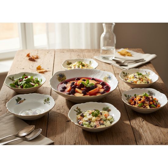 Compot set for 6 persons, Thun 1794 Carlsbad porcelain, BERNADOTTE hunting