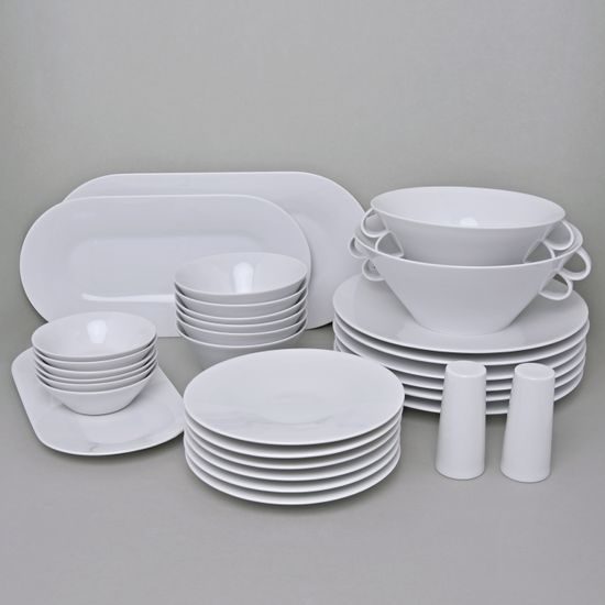 Bohemia White, Jídelní souprava pro 6 osob, design Pelcl, Český porcelán a.s.