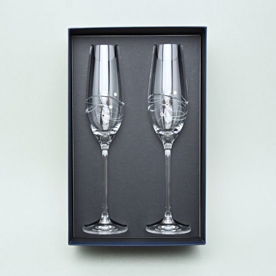 Spiral - Set of 2 champagne glasses 210 ml, Swarovski Crystal, DIAMANTE