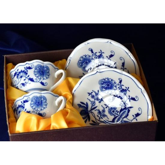 Cup tea 0,21 l plus saucer, 2 pcs., Prague Charles Bridge, Original Blue Onion Pattern