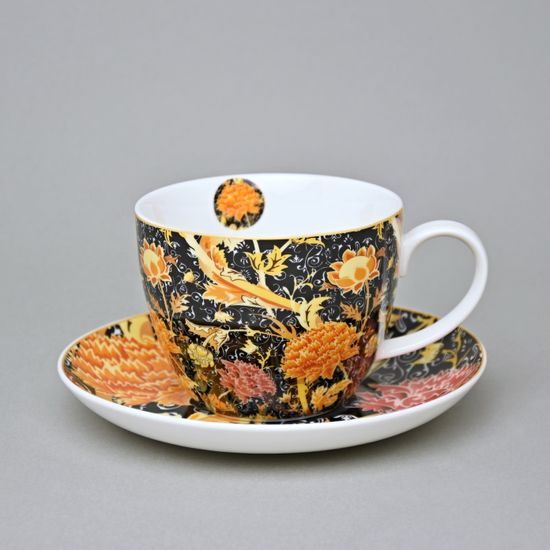 Cup Jumbo 470 ml + saucer 17 cm, William Morris, Cray floral, porcelain Duo Gifts