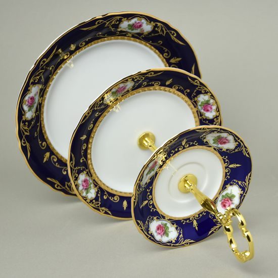 440: Cake stand 3 pcs. 34 cm, cobalt + rose, Leander Loučky
