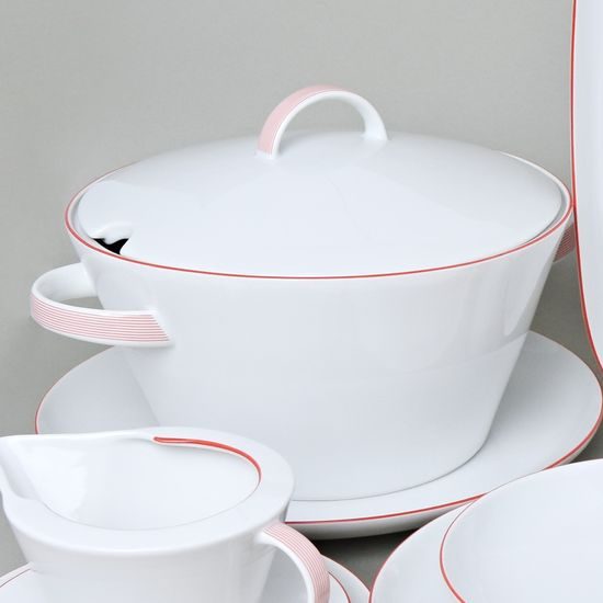 Lid for 3 l soup tureen, Thun 1794, karlovarský porcelán, TOM red line
