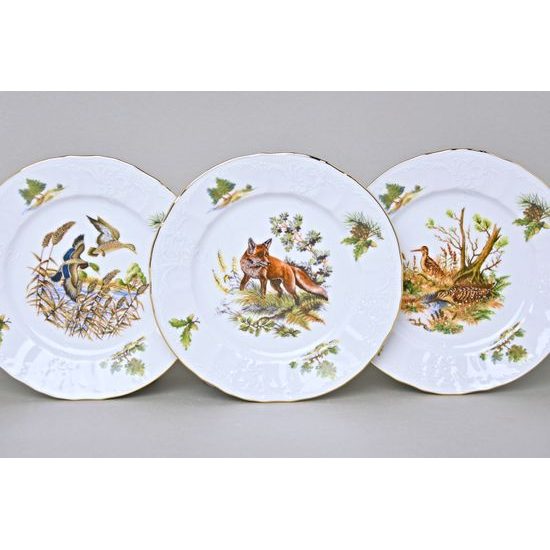 Sada 6 talířů dezertních 17 cm, Thun 1794, karlovarský porcelán, BERNADOTTE myslivecká