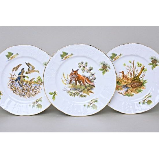 Plate dessert small 17 cm, set of 6 pcs., Thun 1794 Carlsbad porcelain, BERNADOTTE hunting