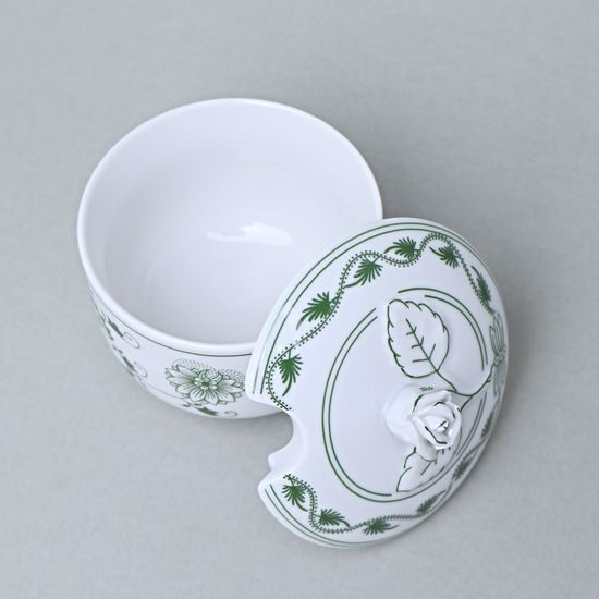 Cukřenka bez oušek s víčkem s výřezem 0,20 l, zelený cibulák, Český porcelán a.s.
