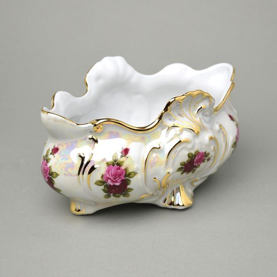 Bowl oval footed 22,5 cm x 12 x 14 cm, Cecily, QueensCrown porcelain