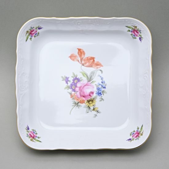 Bowl square 25 cm, Thun 1794 Carlsbad porcelain, BERNADOTTE Meissen Rose