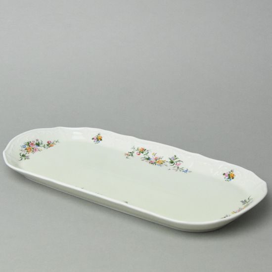 Podnos čtyřhranný 37 cm, Thun 1794, karlovarský porcelán, BERNADOTTE ivory + kytičky