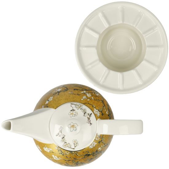 Teapot with warmer Van Gogh- Almond tree, 1,2 l, Fine Bone China, V. van Gogh, Goebel