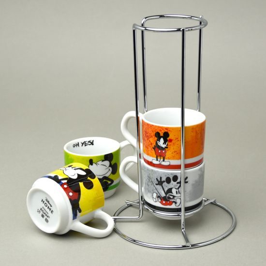 Sada 4 espresso šálků (80 ml) Mickey Mouse, porcelán, EGAN