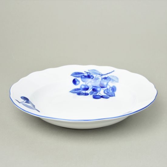 Plate deep 24 cm, Český porcelán a.s., blue cherry