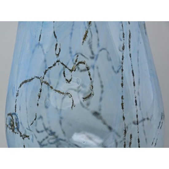 Váza tvarovaná 33 cm, hutní sklo, ruční práce, Vendula Zámečníková