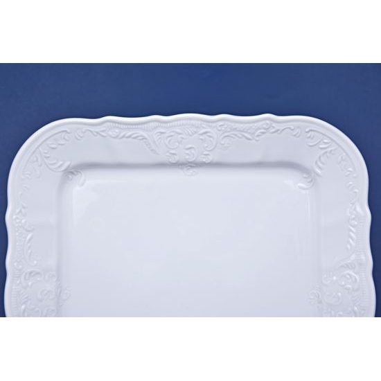 Platter square 26 cm, Thun 1794 Carlsbad porcelain, BERNADOTTE white