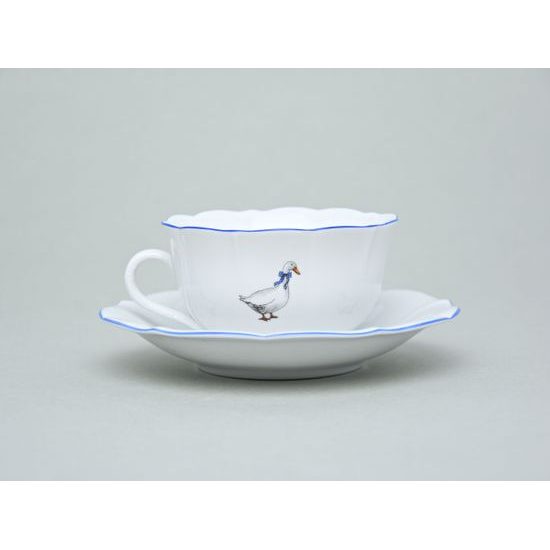 Cup and saucer mirror C/1 plus ZC1 0,20 l / 15,5 cm for tea, Cesky porcelan a.s., Goose