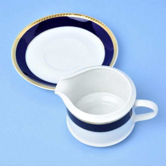 Sabina 767: Sauce boat 400 ml + underplate, cobalt blue + gold, Leander 1907