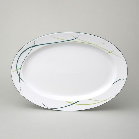 Mísa oválná 32 cm, Thun 1794, karlovarský porcelán, OPÁL tráva
