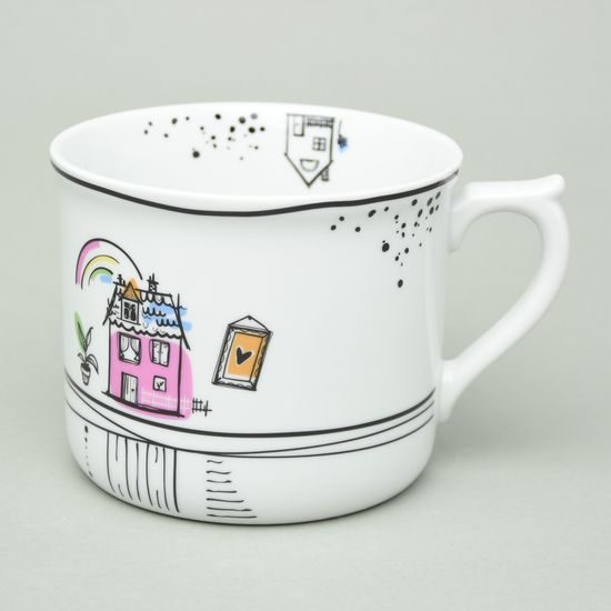 Hrnek Vařák obří 700 ml, růžový domeček, Leander Loučky