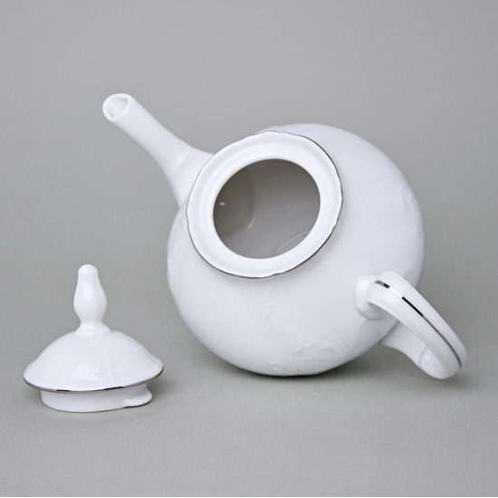 Tea pot 1,2 l, Thun 1794 Carlsbad porcelain, BERNADOTTE platinum