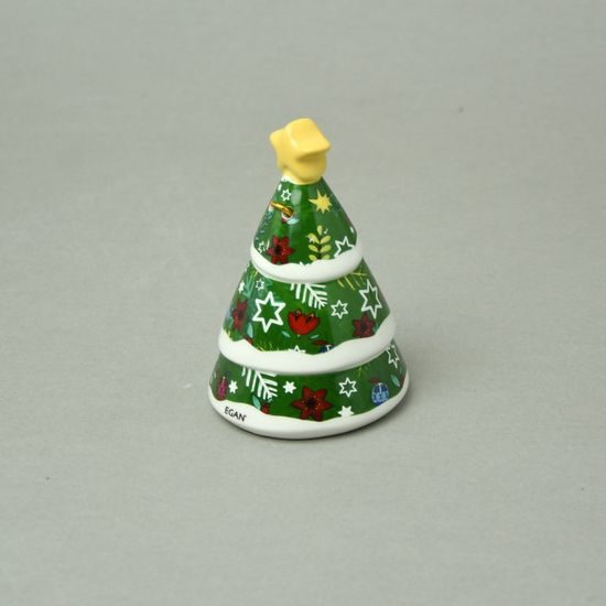 Bell christmas tree 6 x 9 cm, glazed ceramic, EGAN
