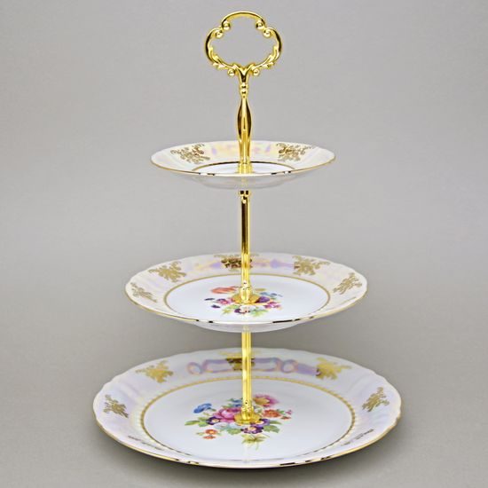 656: Compartment Dish 3-pcs. 34 cm, Sonáta, flowers, Leander Loučky