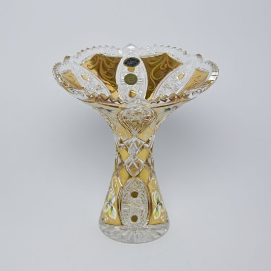 Cut Crystal Vase, 205 mm, Gold + Enamel, Jahami Bohemia