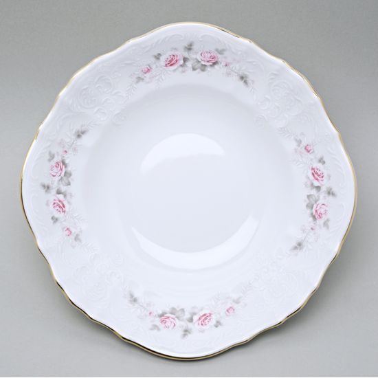 Zlatá linka: Mísa hluboká 25 cm, Thun 1794, karlovarský porcelán, BERNADOTTE růžičky