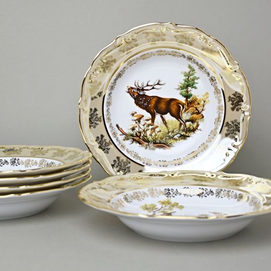 Plate deep 6 pcs., hunting - beige, Carlsbad porcelain