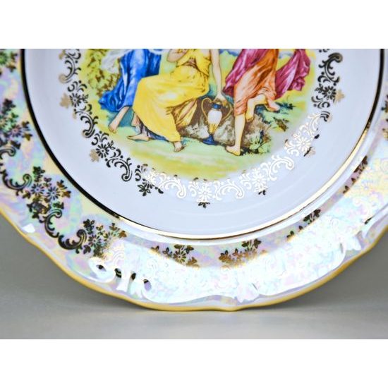 Talíř hluboký 23 cm, Tři Grácie, zlatý listr, porcelán QueensCrown