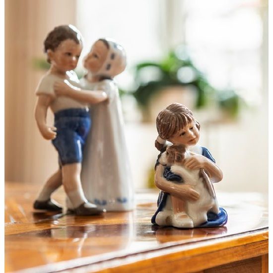 Boy with small dog 4 x 4,5 cm, Royal Copenhagen porcelain figurines