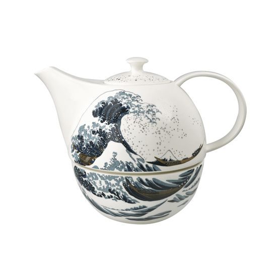 Teapot with warmer Hokusai - The great wave, 1,2 l , Fine Bone China, K. Hokusai, Goebel