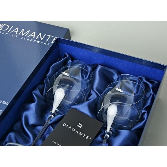 Set 2 sklenic na červené víno 470 ml, Ring, krystaly Swarovski, DIAMANTE