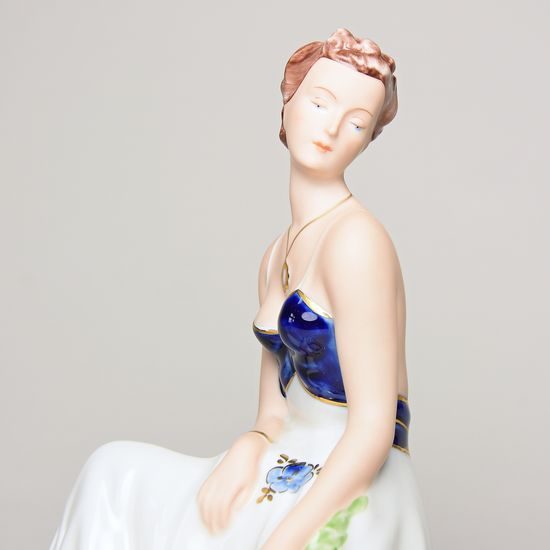 Dáma sedící s růžemi 18 x 23 x 20 cm, Isis, Porcelánové figurky Duchcov