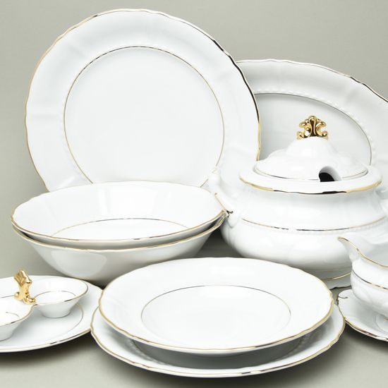 Dining set for 6 persons, Sonata, golden lines, Leander 1907