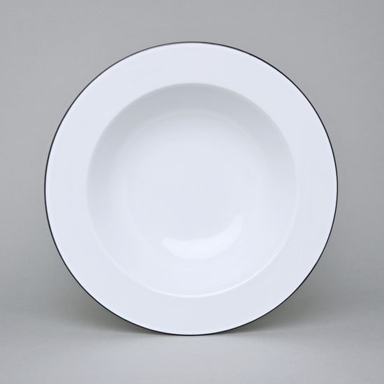 Plate Deep 22 cm, ELLA black line, Thun 1794 Carlsbad Porcelain