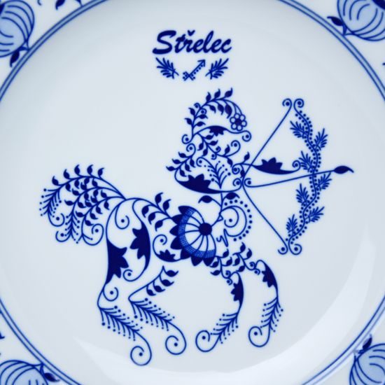 Talíř mělký 24 cm, Střelec, (i na zeď), Cibulák, originální z Dubí