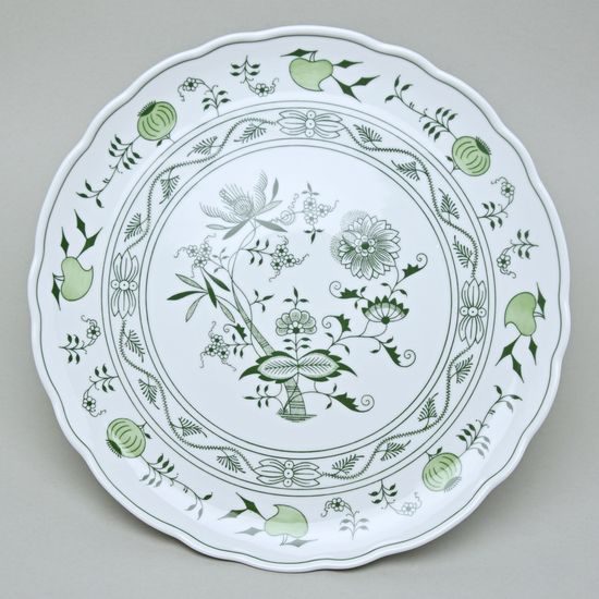 Talíř dortový na noze 31 cm, zelený cibulák, Český porcelán a.s.