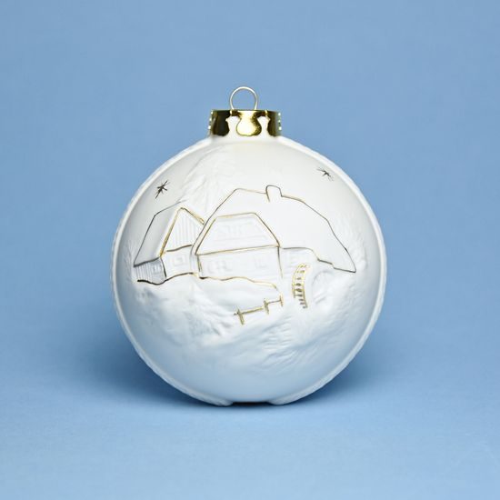 Vánoční ozdoba koule - Tržiště v Norimberku, 7,5 cm, Unterweissbacher, porcelán Seltmann