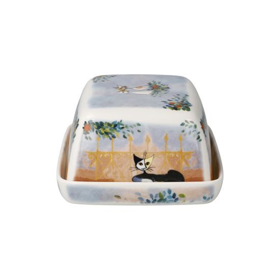 Máslenka Tempi felici 14 / 11,5 / 6 cm, jemný kostní porcelán, Kočky Goebel R. Wachtmeister