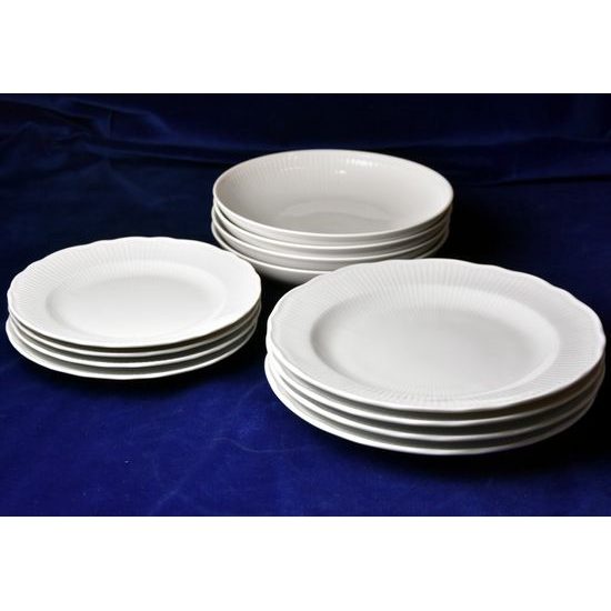 Plate set for 4 pers with soup bowls, Praha white, Cesky porcelan a.s.