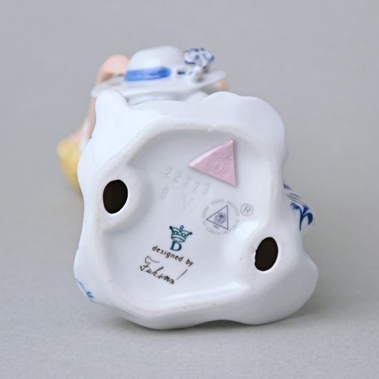 Lady With A Hat 9 x 8 x 20 cm, vlue onion + colour, Porcelain Figures Duchcov